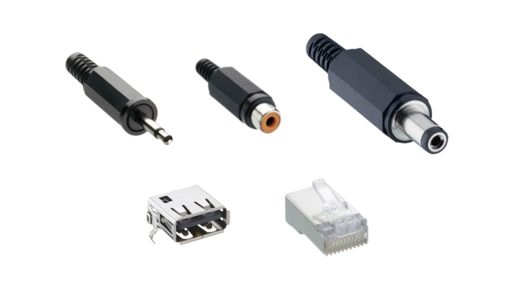 Audio, data, and power connectors